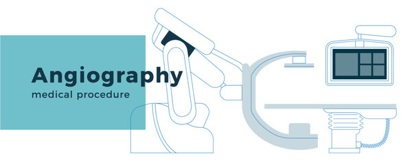 Angiography Procedure. Medical Equipment. Modern Flat Vector Concept Illustration. Website Banner.