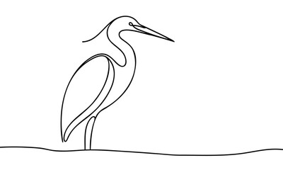 Obraz premium Heron continuous line art drawing