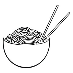 One continuous line drawing of fresh delicious Japanese ramen restaurant logo emblem.
