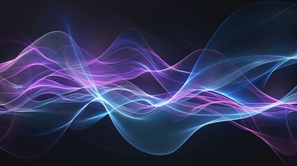 Fototapeta premium Abstract Blue And Purple Waves On A Dark Background