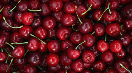 Cherries are juicy red berries. They are often used in desserts, drinks, and as a topping on snacks.
