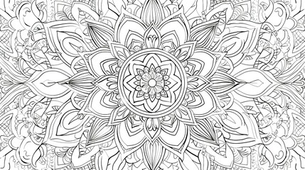 Detailed Black And White Mandala Design With Intricate Patterns And Shapes