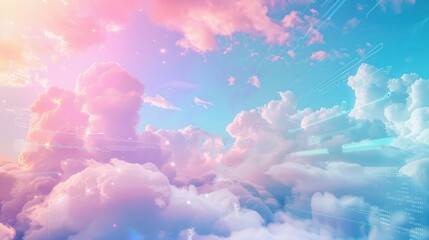 Dreamy Cloudscape with Digital Overlays