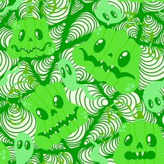 Halloween pumpkins seamless monsters pattern for wrapping paper and fabric