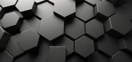 Black Hexagon Pattern Wall Abstract Background