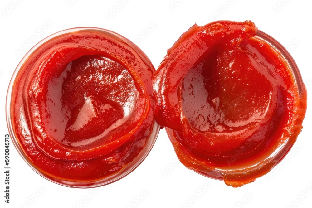 Poster a jar of ketchup sitting on a table, suitable for food or condiment related content