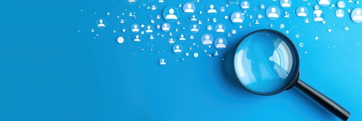 Magnifying Glass Over Social Media Icons