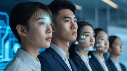 Young Professionals in a Modern Office Setting With Digital Interface