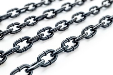A close-up view of intertwined chain links