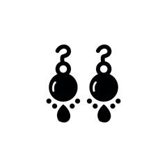 Earrings silhouette icon. Simple element illustration from woman clothing concept icons.Black dangling earrings editable logo sign symbol. 