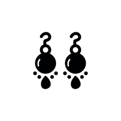 Earrings silhouette icon. Simple element illustration from woman clothing concept icons.Black dangling earrings editable logo sign symbol. 