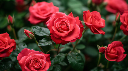 Vibrant Red Roses with Dew Drops