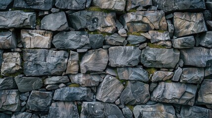Obraz premium Image of a stone wall covered in moss