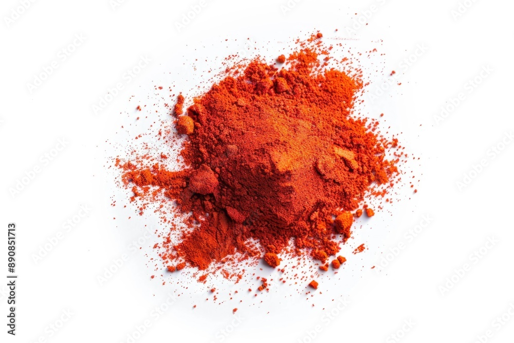 Poster A compact amount of bright red powder sits on a clean and pure white surface, perfect for use in various contexts such as science experiments or creative projects