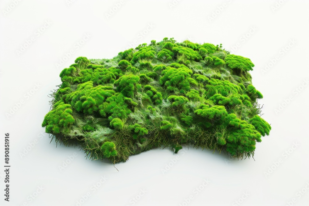 Poster a pile of green moss sitting on a white surface, ideal for use in nature-inspired designs or as a ba