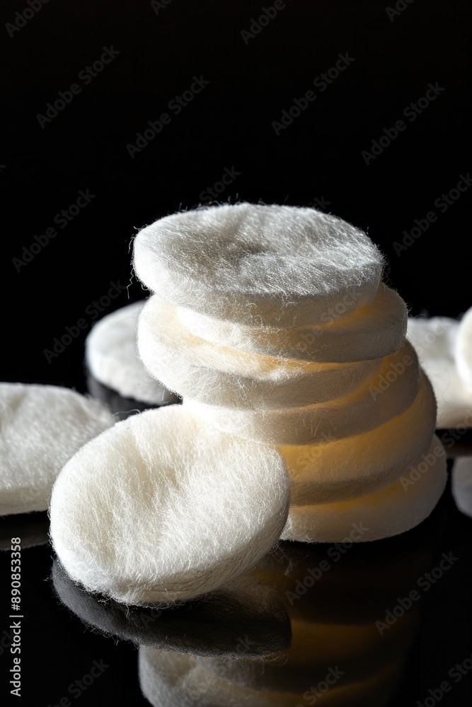 Poster pack of white wool pads stacked on a table, ideal for crafts and diy projects