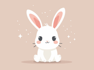 Cute cartoon rabbit. Vector illustration of a cute white rabbit.