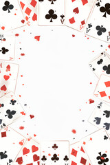 A Scattering of Cards Creates a Playful Frame for a White Background