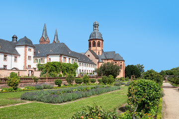 Naklejka premium cloister garden of famous cathedral in Seligenstadt, Germany
