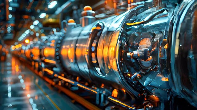 Industrial metal heat exchanger shell and tube capacity for heating liquid at oil refinery petrochemical plant high-tech power equipment background