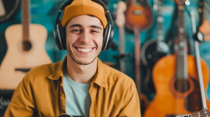 Music headphones happy