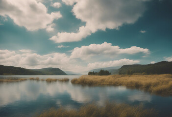 Fototapeta premium Beautiful landscape with water and clouds