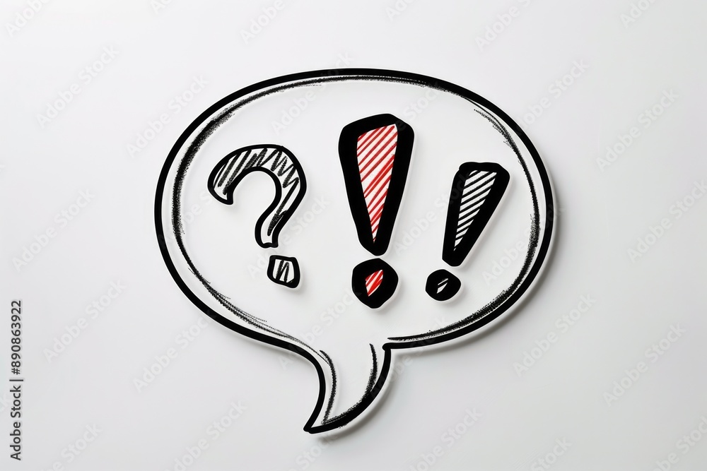 Poster illustration of a question mark in a speech bubble, often used to represent uncertainty or inquiry