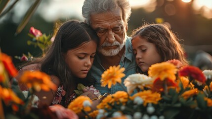 Family Mourns at Funeral: Overcome with Grief and Sorrow After Loss in Cemetery