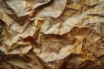 Closeup of a Brown Crumpled Paper Texture