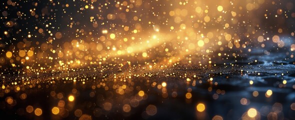 Golden Rain Falling on Water Surface
