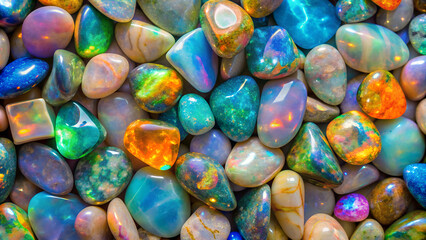 Opal stones background. Generative Ai