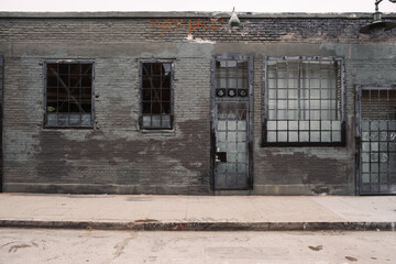 Grungy Grey Urban Brick Warehouse Entrance