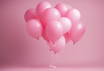 Pink balloons isolated on a pink background premium photo
