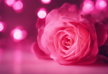 Fototapeta premium Happy valentines day with pink light neon on background flower premium photo