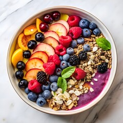 bowl of muesli with fruits 