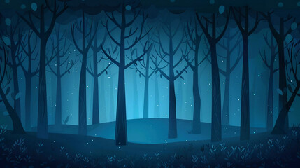Obraz premium Mysterious foggy forests at night