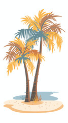 Obraz premium Palm tree on the beach. Vector illustration isolated on white background.