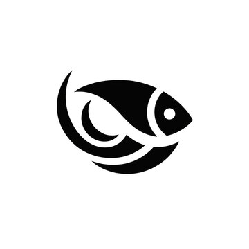 recommend clip art: Minimalist fish silhouette logo on white background