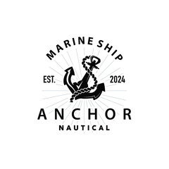 Marine ship vector anchor logo simple minimalist design anchor illustration simple marine symbol template