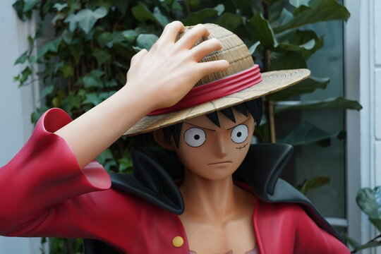 Paris FRance 07 07 2024 :huge One Piece character action figure