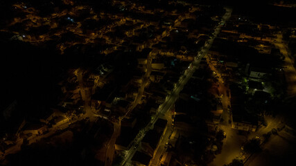 Night shot from above of a small Italian town
