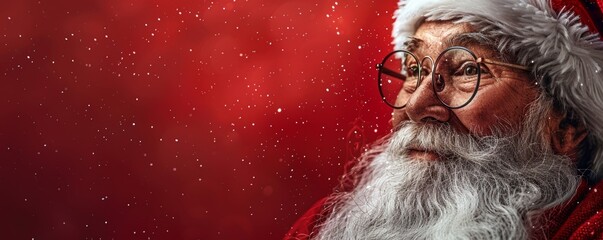 santa claus speak on a red background, Generative AI