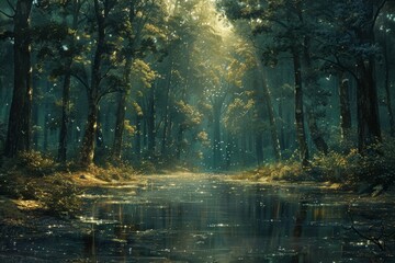 Obraz premium Generative AI - Serenity in the Woods, Generative AI