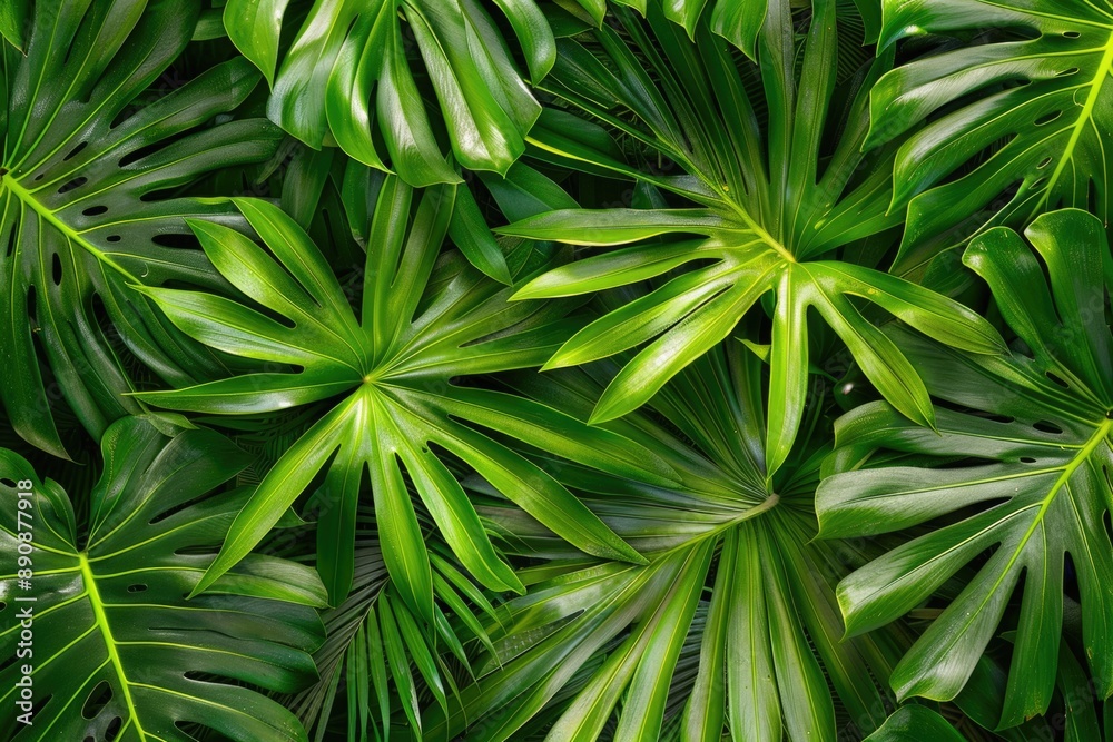 Poster A detailed view of a cluster of green leaves, suitable for use in illustrations and design projects
