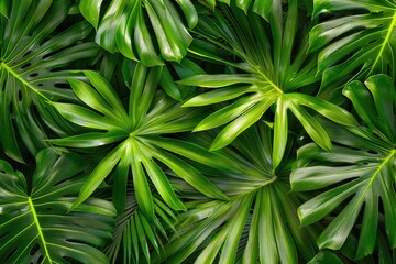 Fototapeta premium A detailed view of a cluster of green leaves, suitable for use in illustrations and design projects