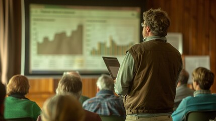 An Agrologist presents research findings at an agricultural conference, sharing their expertise on sustainable farming practices.