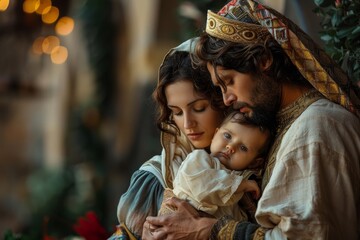 The Holy Family, Jesus, Mary and Joseph. AI generativ, Generative AI © Image Alchemy
