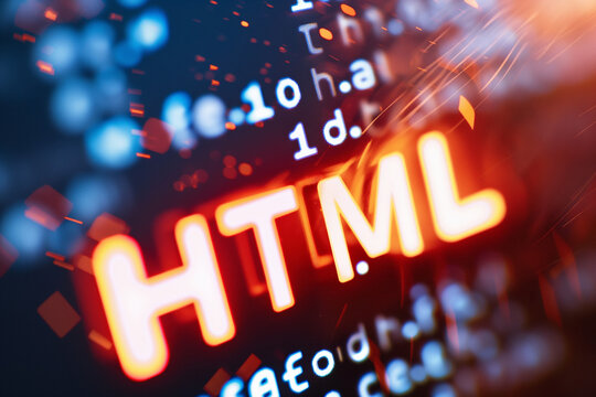 HTML Code Close-Up Display, Highlighting Web Development and Programming Languages for Modern Websites