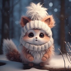 Obraz premium Cute Christmas light creature