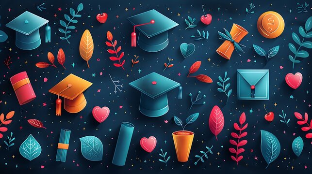 Graduation card open area writing space available left side card feature classic graduation symbol such cap diploma tassels celebrating academic success It's ideal sharing joy of significant milestone